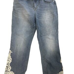 INC Denim Straight Leg Crop Jeans with Crochet Hem – Size 8